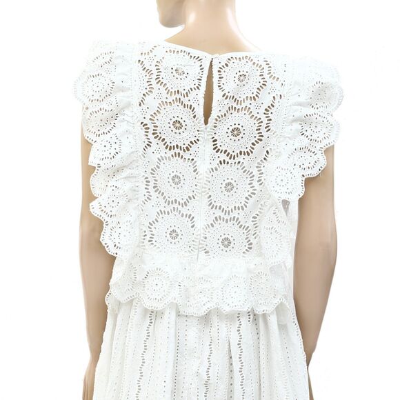 Loeffler Randall Brynn Flutter-Sleeve Midi Dress Eyelet Embroidered S NEW 283832 - Picture 7 of 8